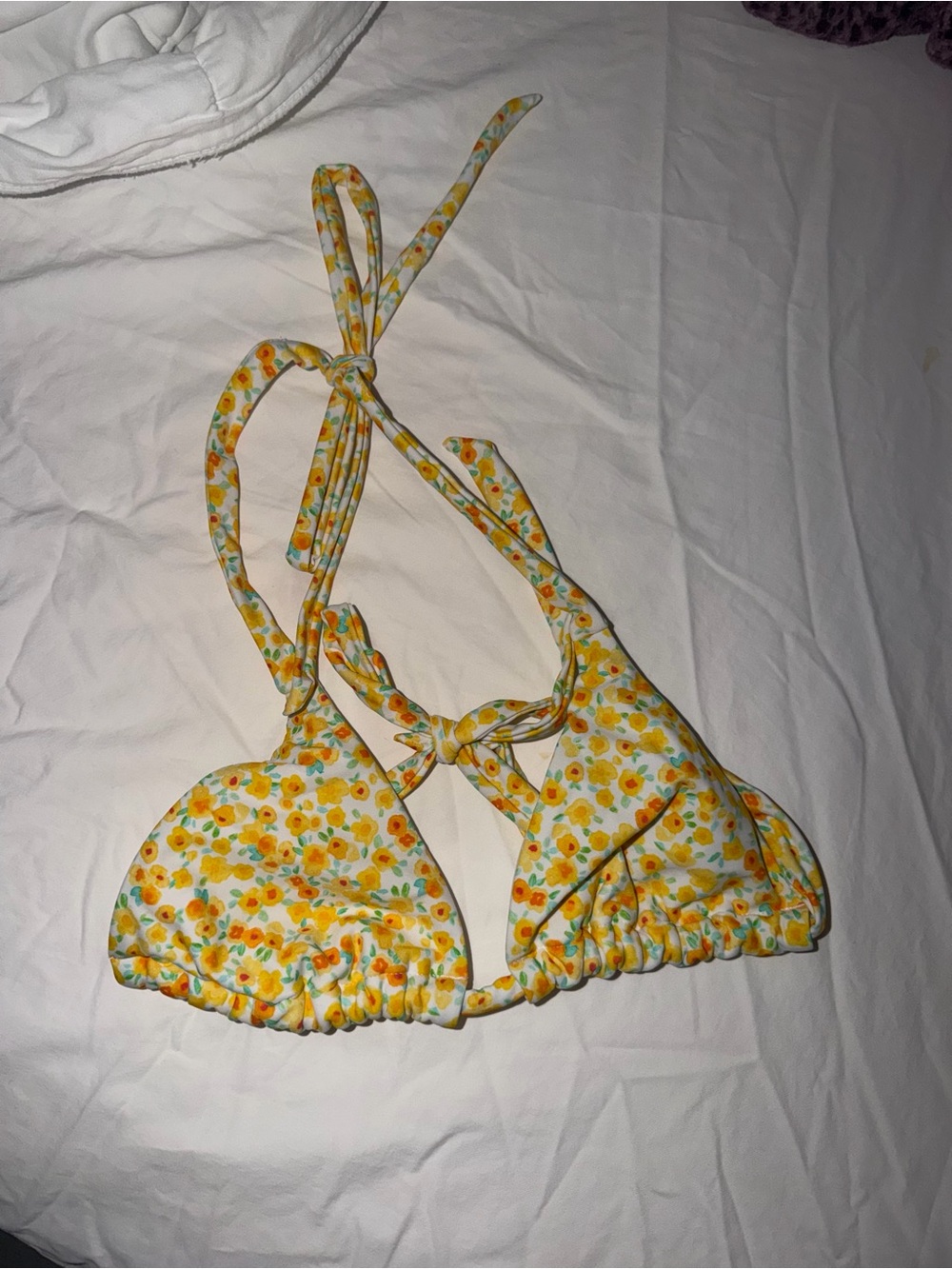 Pacsun Yellow Floral Triangle Bikini Top